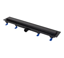 Rigolă de duș liniară, 650 mm, ramă de plastic, grilă inox STANDARD, negru mat, 675024, LIV