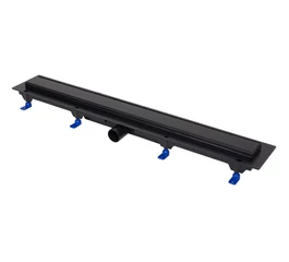 Rigolă de duș liniară, 750 mm, ramă de plastic, grilă inox STANDARD, negru mat, 675025, LIV