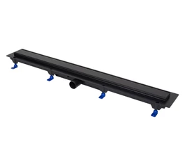 Rigolă de duș liniară, 850 mm, ramă de plastic, grilă inox STANDARD, negru mat, 675026, LIV