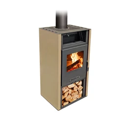 Șemineu pe lemne MSKA8 BlauTech 8 kW culoare bej cu geam termorezistent