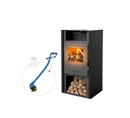 Șemineu pe lemne, 8 kW, cu geam termoizolantă, culoare negru, MSKA8, BlauTech
