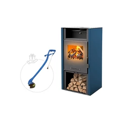 Șemineu pe lemne, 8 kW, cu geam termoizolantă, culoare albastru mat, MSKA8, BlauTech