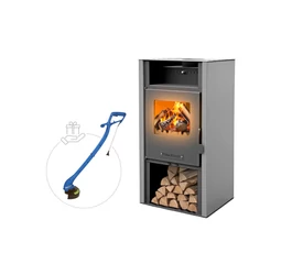 Șemineu pe lemne, 8 kW, cu geam termoizolantă, culoare gri, MSKA8, BlauTech