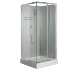 Cabina de dus patrata din sticla securizata 4 mm si cadita de dus inclus, 90 x 90 cm, plus sifon, GLADYS