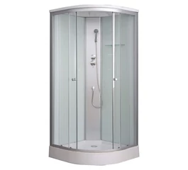 Cabina de dus din sticla securizata si aluminiu, 90 x 90 cm, echipata cu cadita de 15 cm si sifon, GLADYS