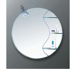 Oglinda formă rotundă, cu spot și etajeră 80 x 80 cm GOBE Oglinda formă rotundă, cu spot și etajeră 80 x 80 cm GOBE