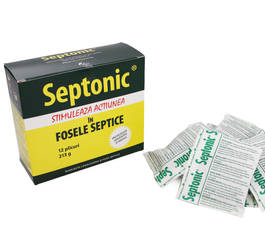 Substanta de curatare pentru canalizare si toaleta Septonic, cutie cu 12 plicuri - contine 213 grame de praf Septonic