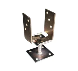 Suport stalp zincat tip U cu placa reglabil 70-130mm d=20