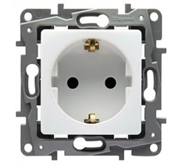 Priza simpla cu impamintare, contact mecanic cu arc, pentru uz interior, LEGRAND, NILOE Priza simpla cu impamintare, contact mecanic cu arc, pentru uz interior, LEGRAND, NILOE