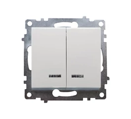 Intrerupator dublu, cu LED, montabil incastrat in doza de aparat, pentru uz interior, 9206-2N SCHELDEN
