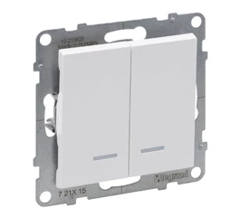 Intrerupator dublu cu LED 10A alb SUNO 721115 Legrand