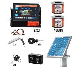 Pachet gard electric HeavyShock PRO, 2.5 J 12 V, + Solar, banda 400 m ~ 65 kg, NEXON