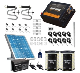 Pachet gard electric HeavyShock PRO, 2.5 J 12 V, + Solar, banda 400 m ~ 65 kg, NEXON