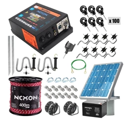 Pachet complet gard electric NEXON HeavyShock PRO 5J cu solar si bateria, 400 m