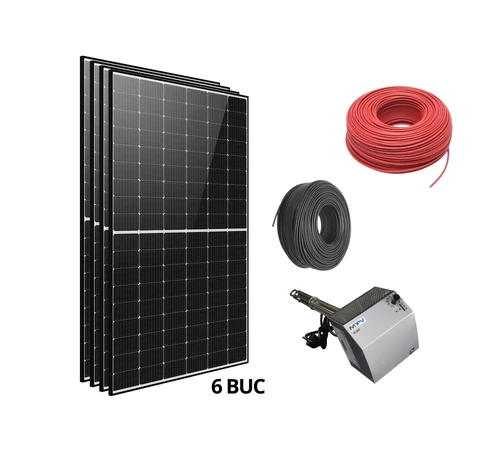 Pachet fotovoltaic 2 kW cu panou solar fotovoltaic monocristalin 420 W cu cadru negru AXIblackpremium XL HC AC420MH/144V AXITEC rezistenta electrica 2000 W fotovoltaica ACM DC2000W 100-360 myPV cabluri si accesorii