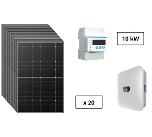 Pachet fotovoltaic trifazat 10 kW cu panou solar fotovoltaic 430 W LR5-54HTH-430M LONGi invertor solar ON/OFF Grid 10 kW SUN2000-10KTL-M1 HUAWEI si contor inteligent trifazat 100A/40 mA DTSU666-H HUAWEI