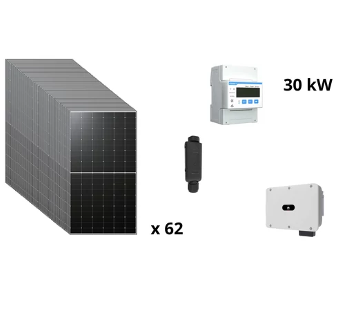 Pachet fotovoltaic trifazat 30 kW cu panou solar fotovoltaic 525 W LR5-66HTH-525M LONGi invertor solar ON/OFF Grid 30 kW SUN 2000-30KTL-M3 HUAWEI contor inteligent trifazat 100A/40 mA DTSU666-H HUAWEI si modul smart Wi-Fi Huawei Dongle