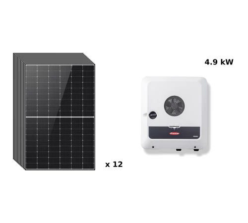 Pachet fotovoltaic trifazat 4.9 kW cu 12 panouri solare fotovoltaice 415 W, LR5-54HPH-415M, LONGi, invertor solar trifazat, 7.5 kW peak, Fronius Symo GEN24 5.0