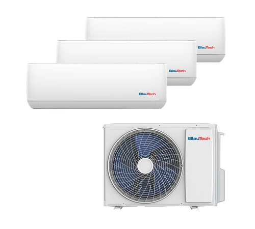 Aparat aer conditionat multisplit 42000 BTU pentru 3 incaperi cu 3 x 18000 BTU unitate interioara tip perete BlauTech