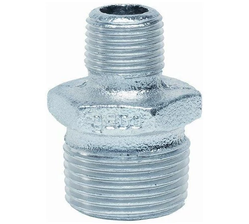 Niplu redus 1.1/4" x 3/4" din fonta zincata, cu filet exterior- exterior, GEBO Platinum