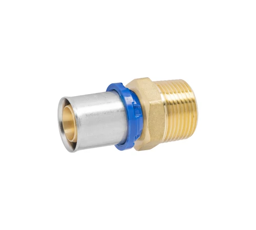 Racord presare drept 20 x 1/2", filet exterior, APE RACCORDERIE, alama, pentru tevi multistrat