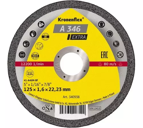 Disc debitare 125 x 1.6 x 22,23 mm, Kronenflex® A 346 Extra, Klingspor