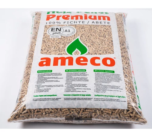 Peleți din lemn premium 15 kg/sac, ENplus A1 6 mm, AMECO
