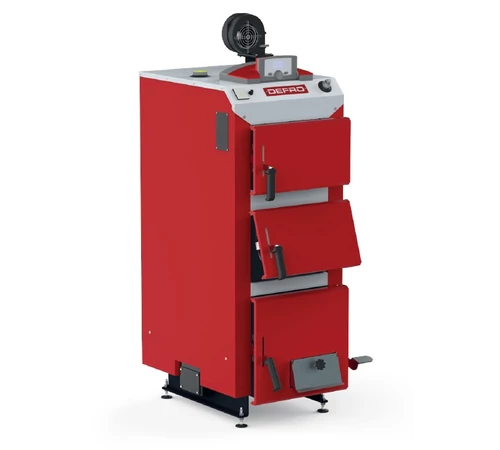 Cazan pe lemn din tabla otel, 50 kW, KDR Plus, Defro, cu ventilator, grosimea tablei 6 mm