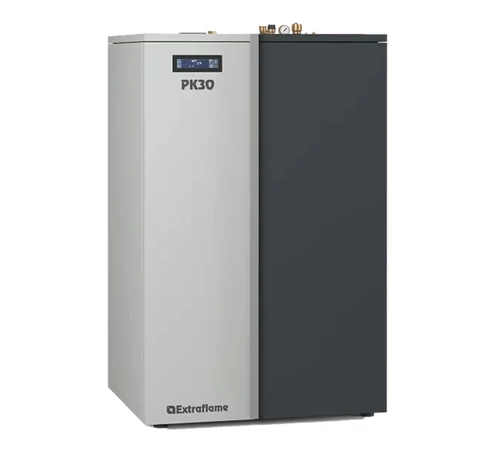 Cazan compact pe peleti 8,9 - 30 kW puterea termica nominala, pentru 860 m3, arzator cu autocuratire, display Black Mask cu Wi-Fi integrat, PK30, La Nordica-Extraflame