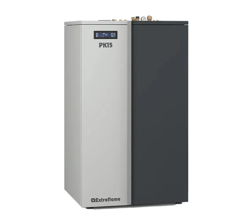 Cazan compact pe peleti 4,1 - 15 kW puterea termica nominala, pentru 431 m3, arzator cu autocuratire, display Black Mask cu Wi-Fi integrat, PK15, La Nordica-Extraflame
