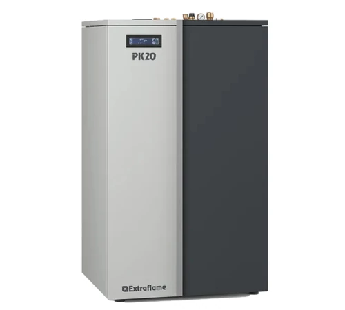 Cazan compact pe peleti 5,7 - 20 kW puterea termica nominala, pentru 574 m3, arzator cu autocuratire, display Black Mask cu Wi-Fi integrat, PK20, La Nordica-Extraflame