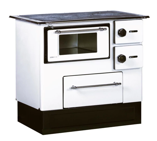 Soba de gatit cu plita si cuptor, Alfa Plam, Regular 46 Elegant, 5 kW, alb, stanga
