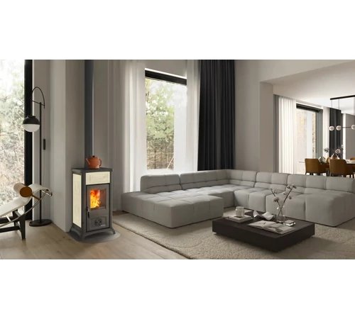 Soba tip șemineu pe lemne, 6 kW, pentru 172 m³, GEMMA LIBERTY, La