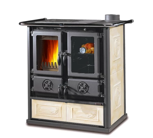 Soba de gatit cu plita si cuptor pe lemne, 7.9 kW, pentru 226 m³, ROSETTA 5.0, crem deschis Liberty, La Nordica-Extraflame