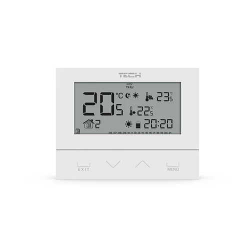 Termostat de cameră cu radiofrecvență 868 MHz pentru centrală/încălzire-răcire, TECH EU-292 v2, cu receptor, alimentare 2xAA, interval 5–35°C, iluminare temporară, contact liber de potențial