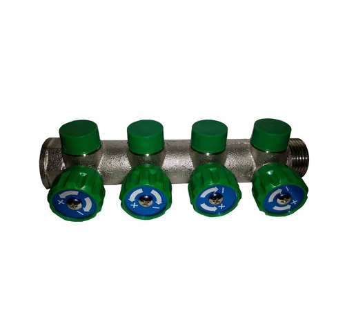 Distribuitor 4 cai, de 1" cu robinet 1/2", cromat, GOBE