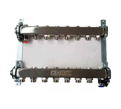 Set distribuitor inox compact 12 cai, pentru incalzire, cu intrare 1" si iesiri 3/4", HERZ, 1863412