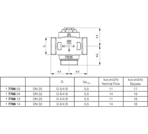 Vana cu 3 cai DN 25, 61 grade C, Teplomix 1776603 HERZ | Melinda