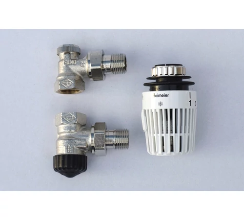 Set cap termostatic K+Robinet standard tur + Regutec retur coltar 1/2"