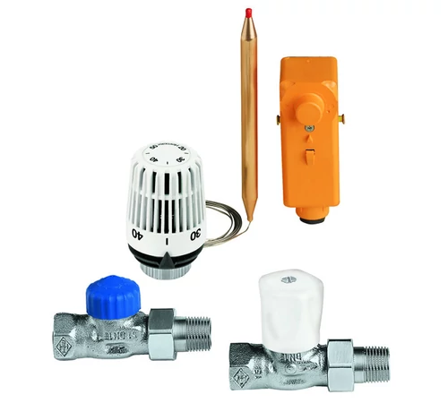 Set reglare temperatură pentru încălzire în pardoseală, bronz nichelat, pentru suprafețe până la 120 m2, DN20 / DN25, IMI Heimeier 9690-03.000