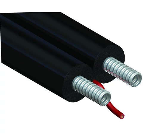 Tuburi riflate din otel inoxidabil, 1/2", 25 m, cu cablu electric, indoibile manual, izolate, pentru sisteme cu colectori solari, Variosolar, GEBO