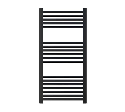 Calorifer portprosop pentru baie decorativ negru drept cu 18 tevi 500 x 1000 437 W