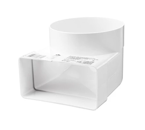 Cot 90 grade conectare tub rotund/rectangular PVC, 110 x 55 mm, diametru 100, pentru tubulatură ventilație, 521, VENTS