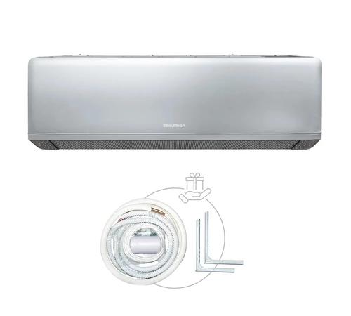 Aparat aer conditionat inverter Split 9000 BTU A+++ gri WiFi cu micropori racire-incalzire dezumidificare lumina UVC silentios design elegant BlauTech Premium Plus