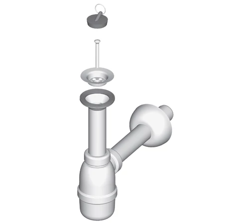 Sifon lavoar PP, grilă Ø 60 mm, scurgere Ø 32 mm, LIV 201647