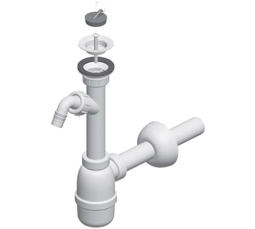 Sifon lavoar PP cu ventil, grilă Ø 60 mm, scurgere Ø 32 mm, LIV 195607