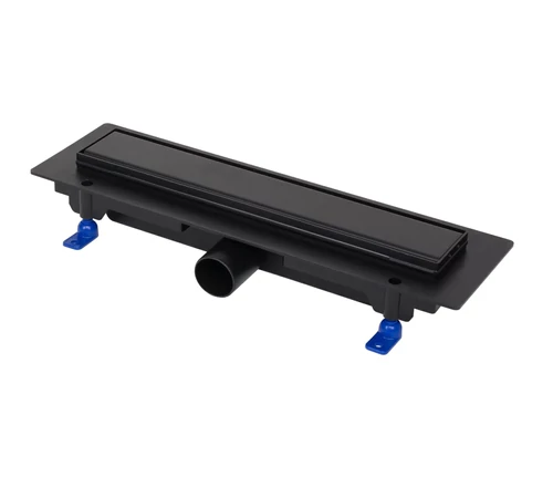 Rigolă de duș liniară, 350 mm, ramă de plastic, grilă inox STANDARD, negru mat, 675022, LIV