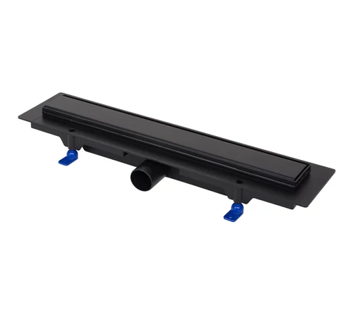 Rigolă de duș liniară, 450 mm, ramă de plastic, grilă inox STANDARD, negru mat, 675023, LIV