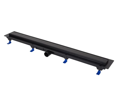 Rigolă de duș liniară, 850 mm, ramă de plastic, grilă inox STANDARD, negru mat, 675026, LIV