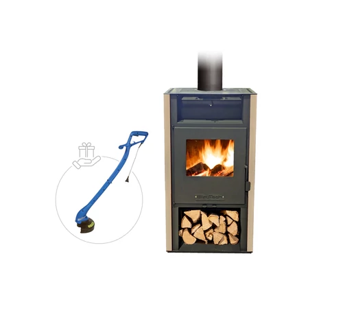 Șemineu pe lemne MSKA8 BlauTech 8 kW culoare bej cu geam termorezistent